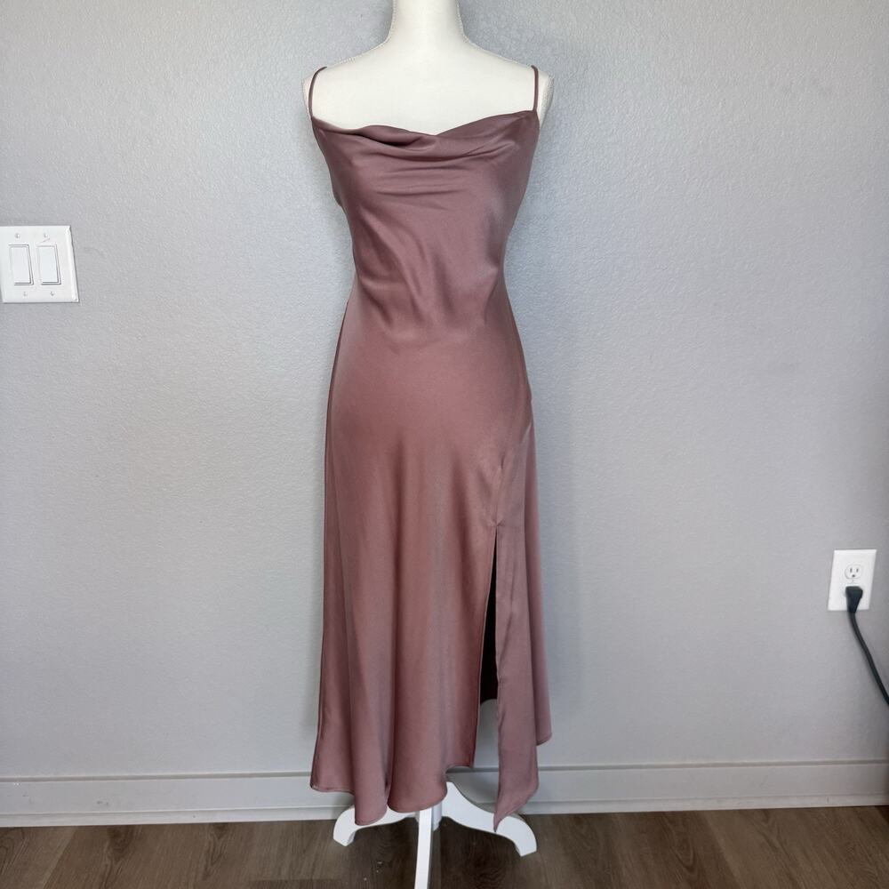 New ASTR the Label Gaia Mauve Pink Satin Slip Midi Dress Small